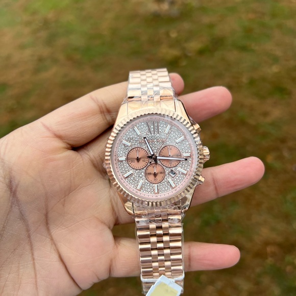 MICHAEL KORS LEXINGTON unisex WATCH ROSE GOLD jubilee bracelet - Picture 12 of 12